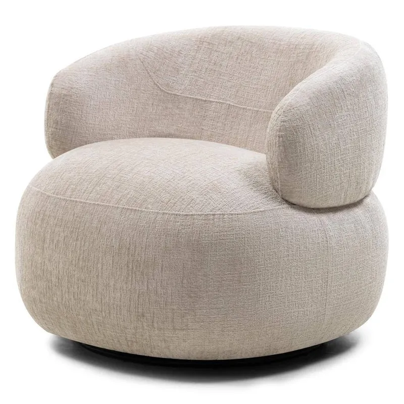Poltrona girevole ORIEL, beige chiaro, forme arrotondate