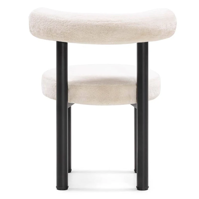 Sedia da Pranzo PERER, Ecru/Gambe Nere