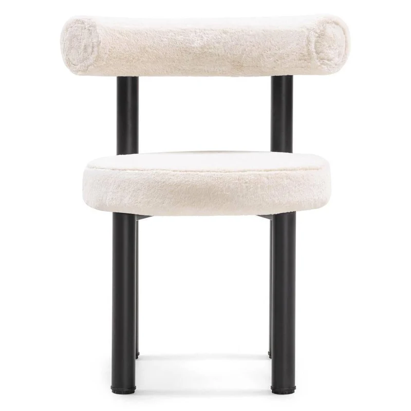 Sedia da Pranzo PERER, Ecru/Gambe Nere