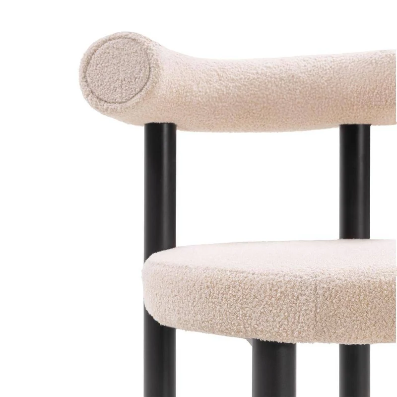 Sedia da Pranzo PERER, Beige Bouclé/Gambe Nere