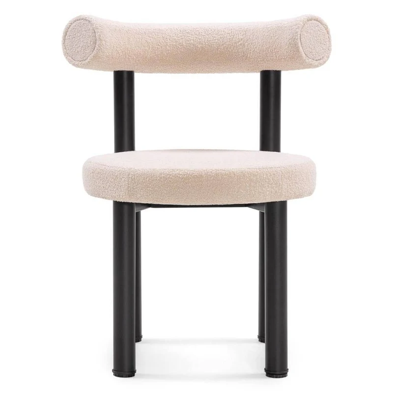 Sedia da Pranzo PERER, Beige Bouclé/Gambe Nere