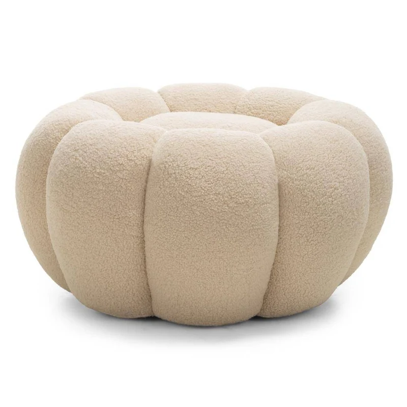 Pouf PERLE, beige, bouclé
