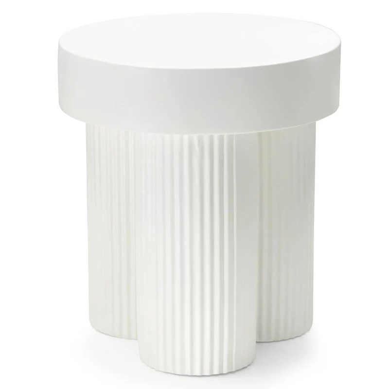 Tavolino RIGATO 45 cm, tondo, bianco, rigato