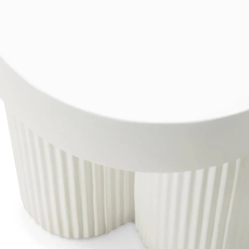 Tavolino RIGATO 45 cm, tondo, bianco, rigato