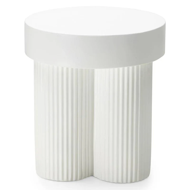 Tavolino RIGATO 45 cm, tondo, bianco, rigato