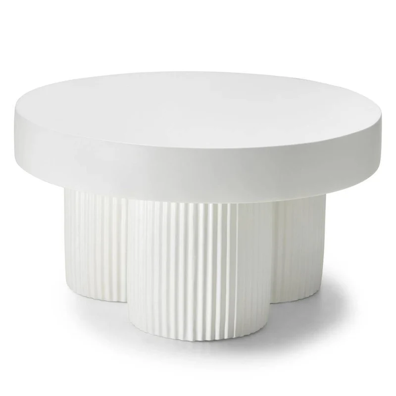 Tavolino RIGATO 70 cm, tondo, bianco, rigato