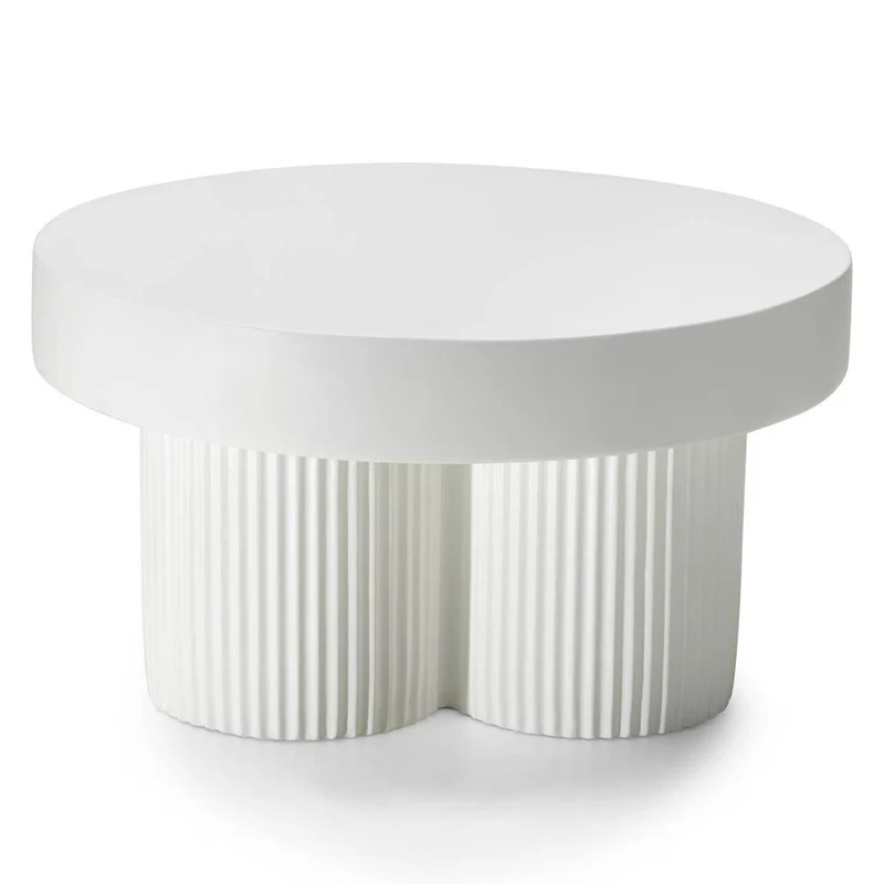 Tavolino RIGATO 70 cm, tondo, bianco, rigato