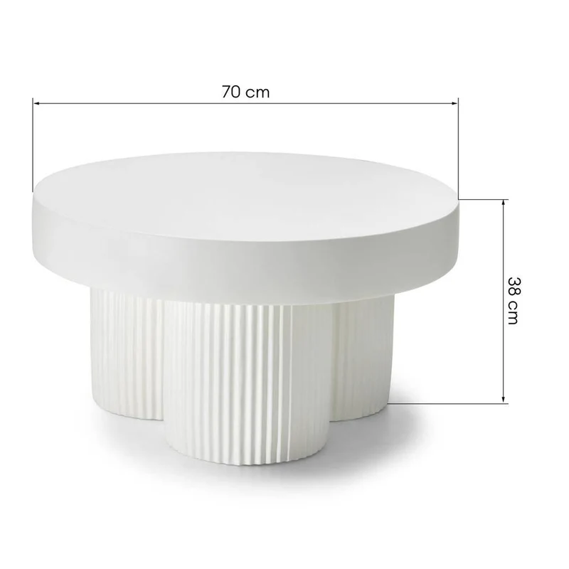 Tavolino RIGATO 70 cm, tondo, bianco, rigato