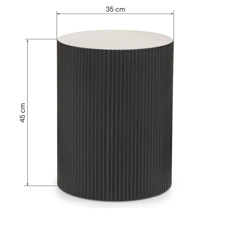 Tavolino laterale RYU 35 cm, nero, rigato