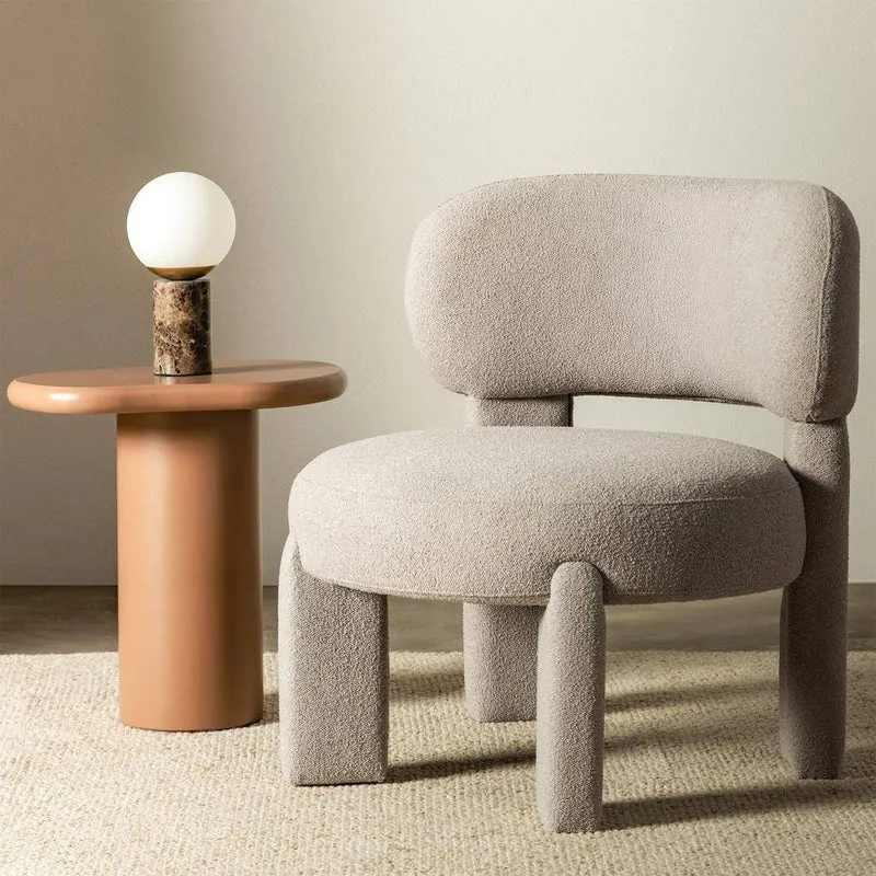 Poltrona imbottita SAMMA, grigio-beige, bouclé