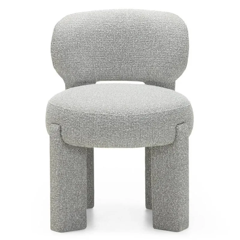 Sedia imbottita SAMMA, grigio, bouclé, forme arrotondate