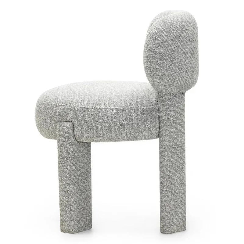 Sedia imbottita SAMMA, grigio, bouclé, forme arrotondate