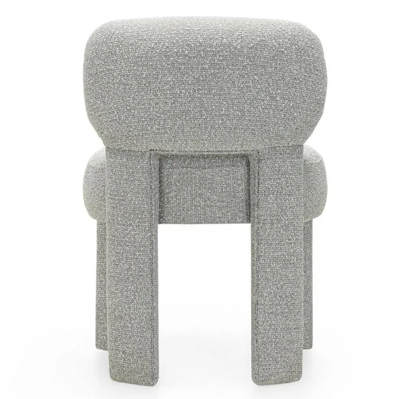 Sedia imbottita SAMMA, grigio, bouclé, forme arrotondate