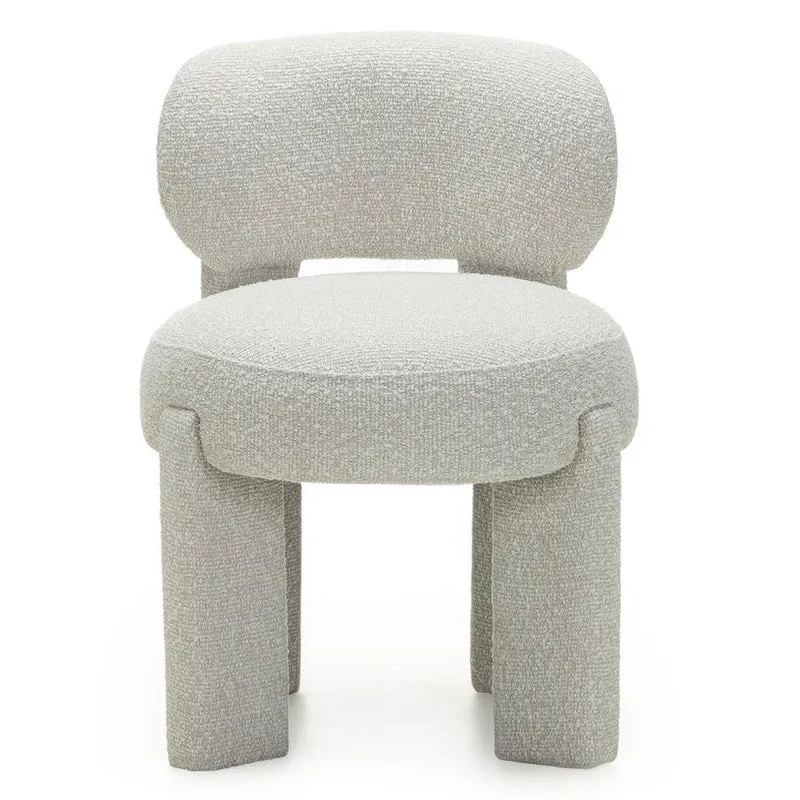 Sedia imbottita SAMMA, beige e grigio, bouclé