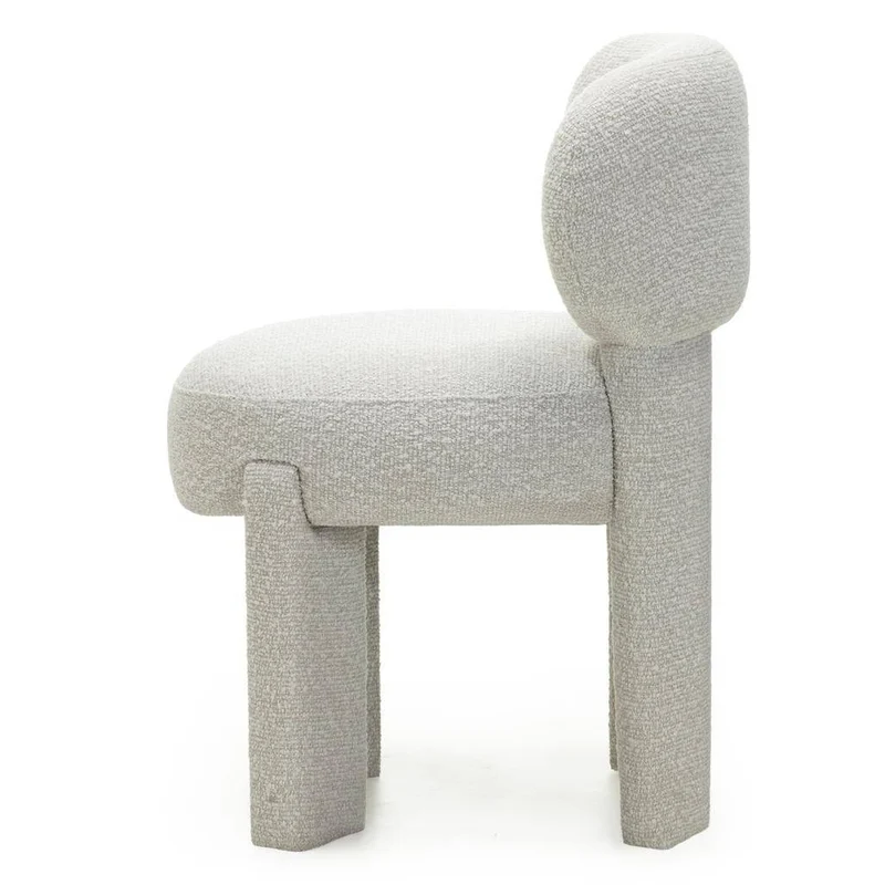 Sedia imbottita SAMMA, beige e grigio, bouclé