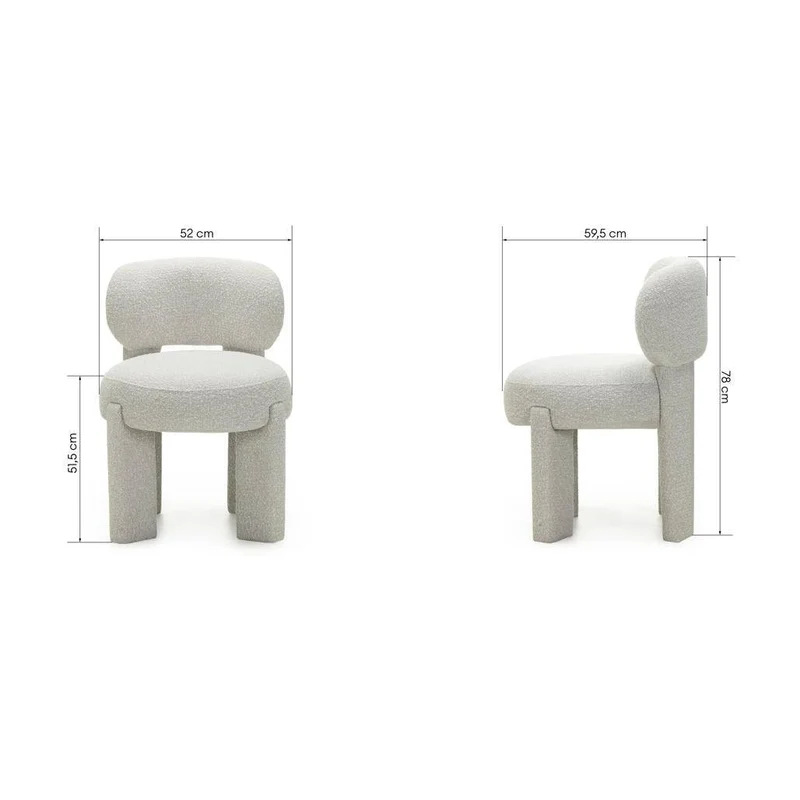 Sedia imbottita SAMMA, beige e grigio, bouclé