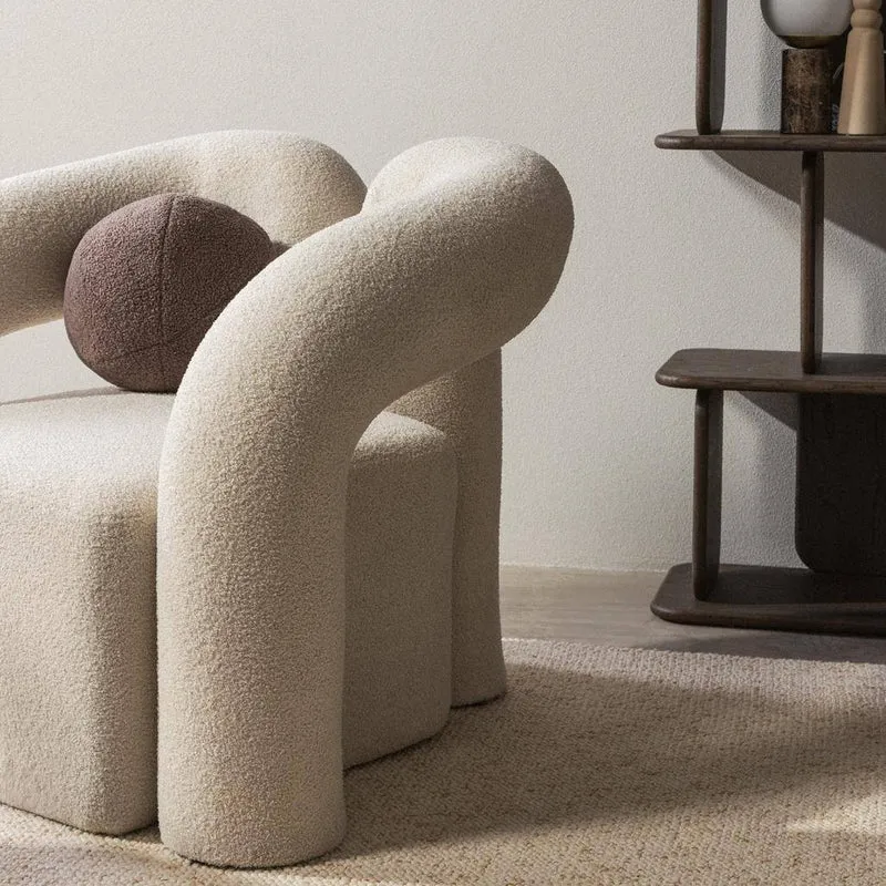 Poltrona imbottita SELLEL, beige chiaro, bouclé