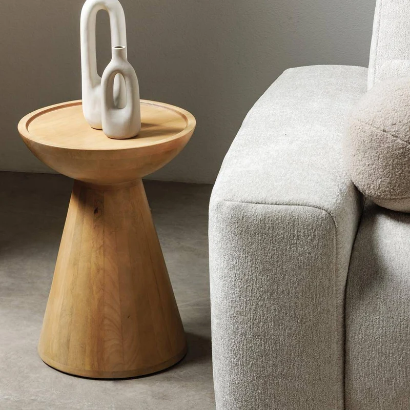 Tavolino Laterale TURI Legno Mango Rotondo 40 cm