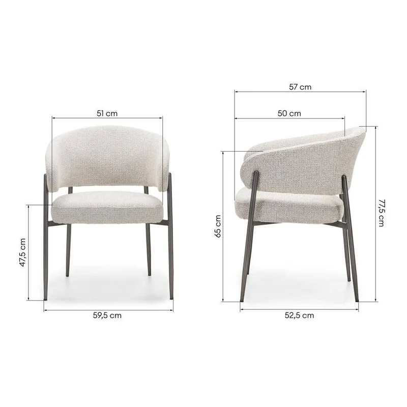 Sedia Imbottita UMBRIA, beige/grigio