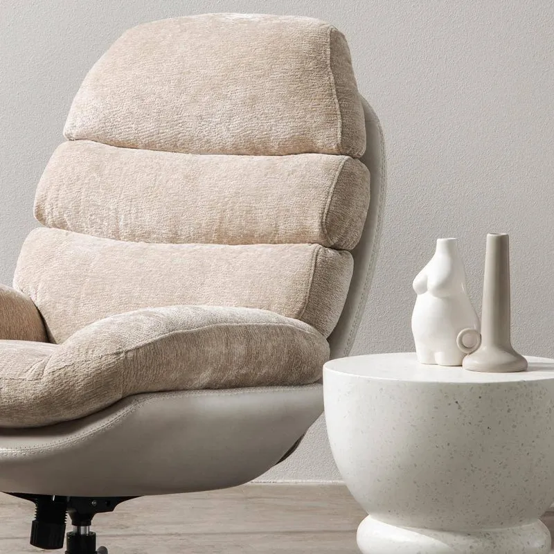 Poltrona Girevole UNO, beige con poggiapiedi