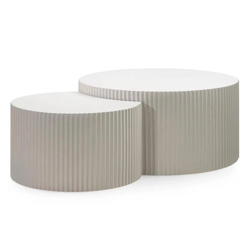 Set tavolini da caffè ZOE rigato grigio-beige
