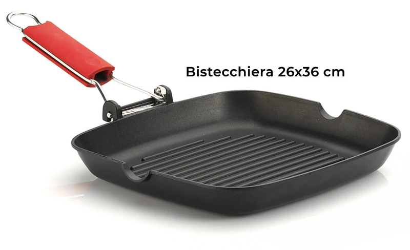 Set 4 Pezzi Bistecchiera + Piastra Multiuso in Alluminio Pressofuso Antiaderente Olympia Love