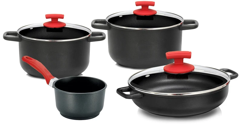 Batteria di Pentole 7 Pezzi in Alluminio Pressofuso Antiaderente Olympia Love