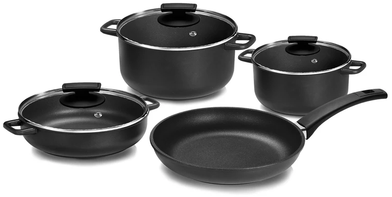 Batteria di Pentole 7 Pezzi in Alluminio Pressofuso Antiaderente Olympia Supreme Big