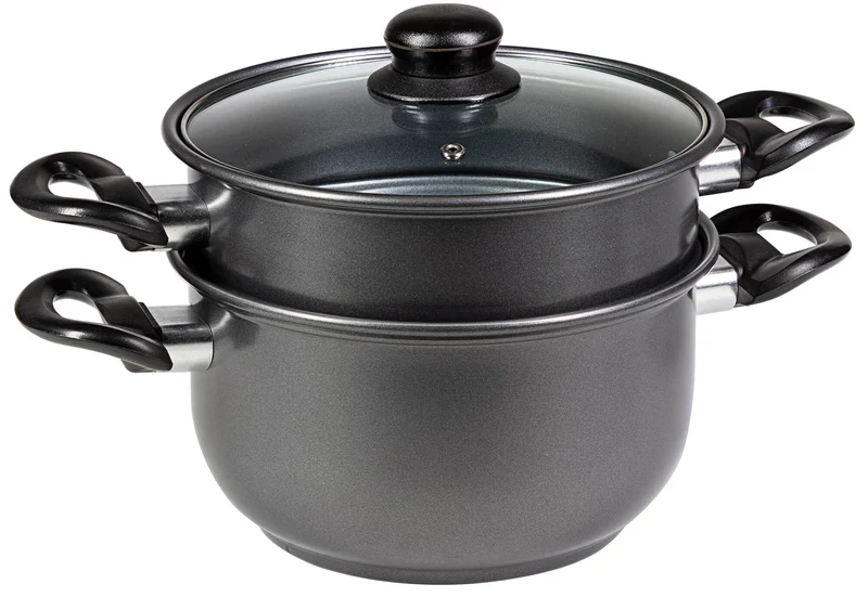 Batteria di Pentole 4 Pezzi in Alluminio Pressofuso Antiaderente Collection Set Friggi Vapo Grigio