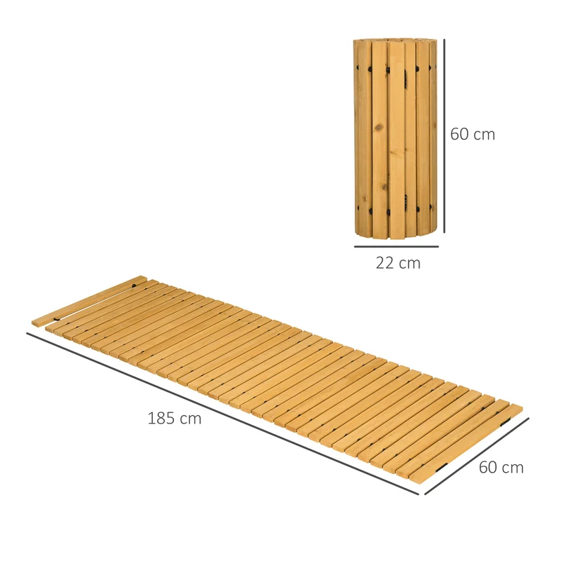 Passerella per Giardino a Doghe 185x60 cm Arrotolabile in Legno di Abete Giallo