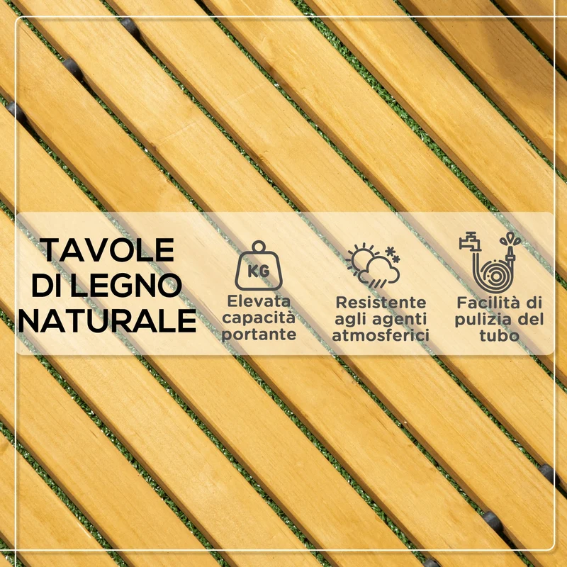 Passerella per Giardino a Doghe 185x60 cm Arrotolabile in Legno di Abete Giallo
