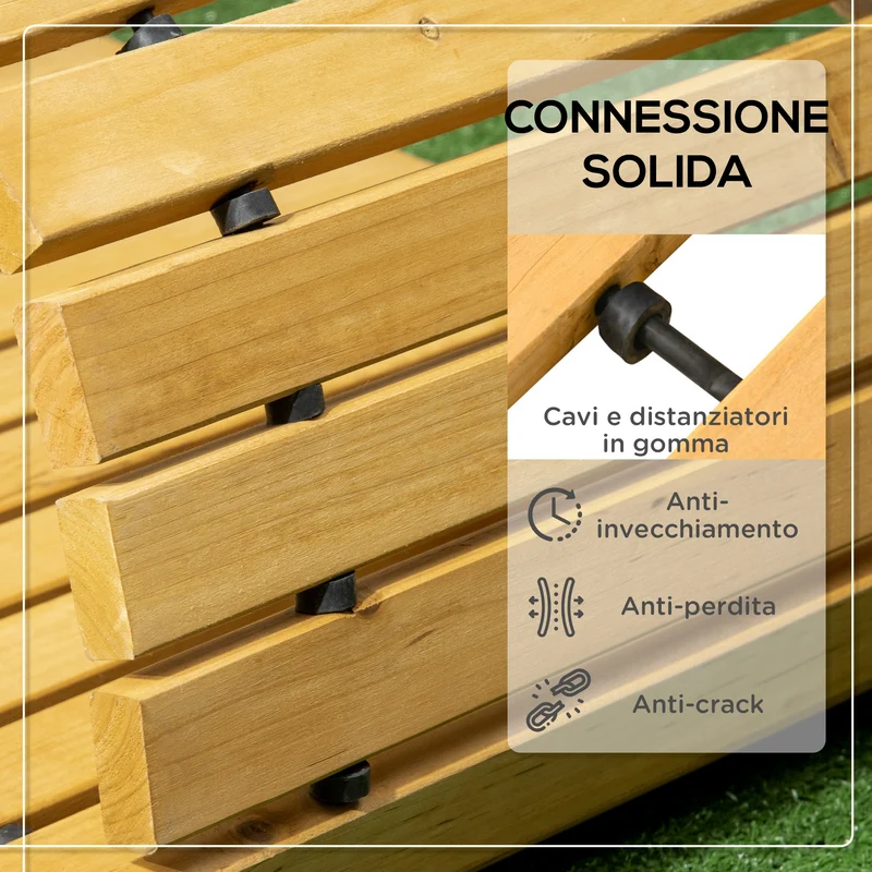 Passerella per Giardino a Doghe 185x60 cm Arrotolabile in Legno di Abete Giallo
