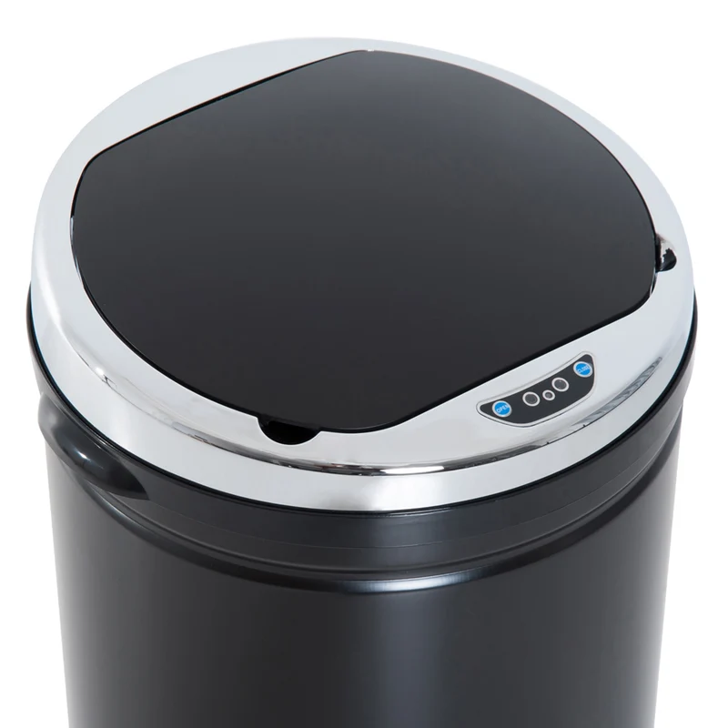 Pattumiera Automatica da 42L con Sensore a Infrarossi 30.5x30.5x68 cm in Acciaio e Plastica Nero