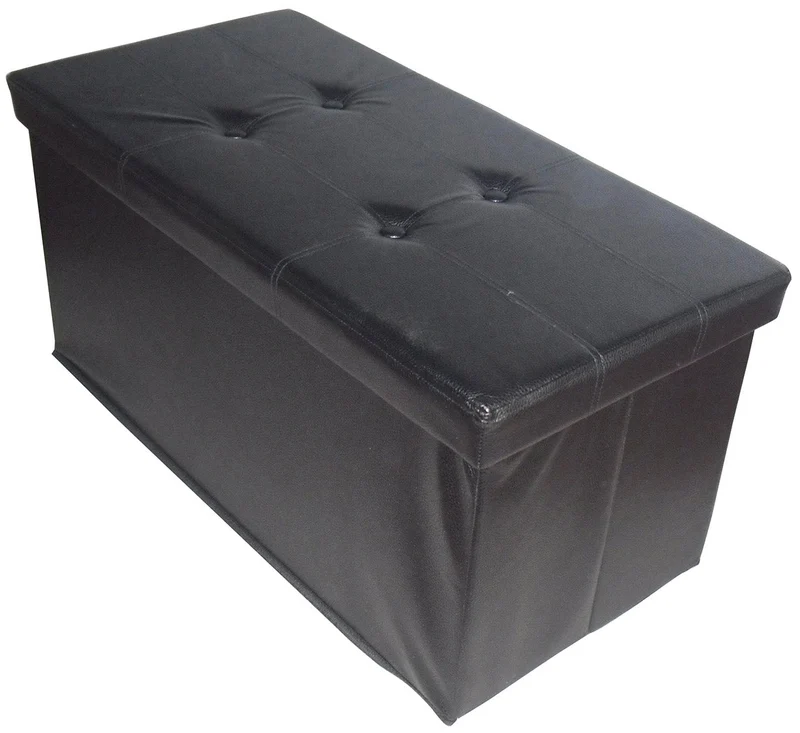 Pouff Contenitore 78x38x38 cm in Similpelle Bauer Storage Nero