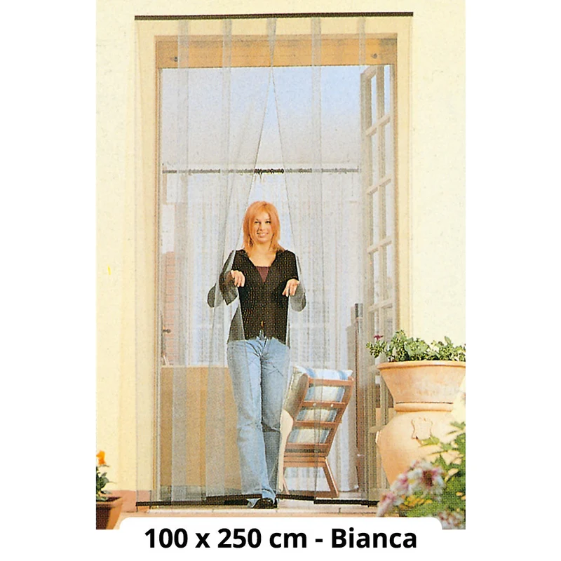 Zanzariera a Lamelle per Porte e Finestre in Fiberglass 100X250 Cm Bianca