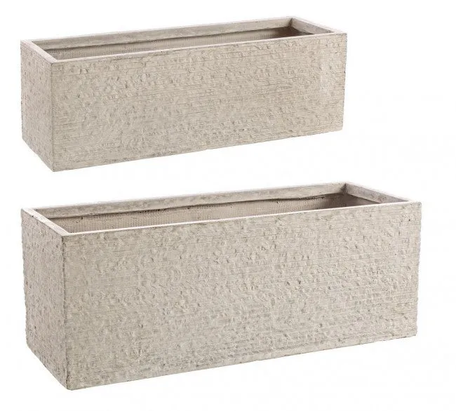 Set 2 Vasi Roccia Rett Basso Sabbia