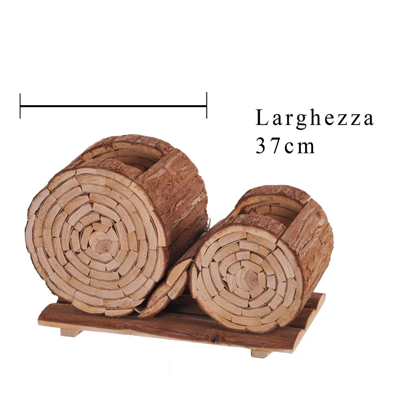 Portavasi con Vasi x 2 Legno 37 cm Larghezza Legno 37 cm Scv