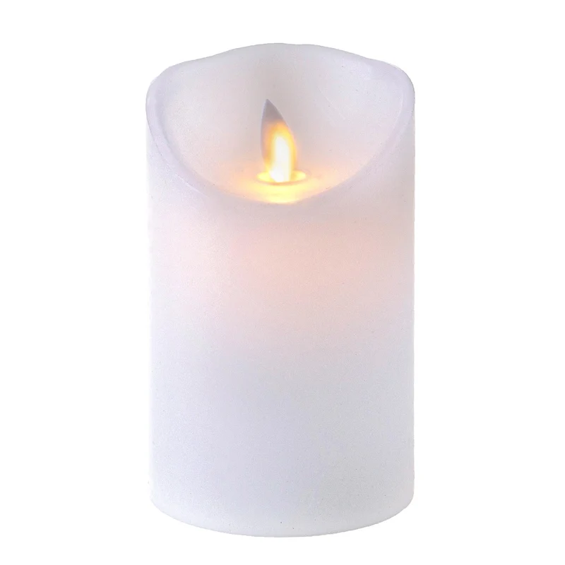 Set 3 Candele Cera Artificiale con Telecomando a Fiamma Mobile Altezza 13 cm Bianco