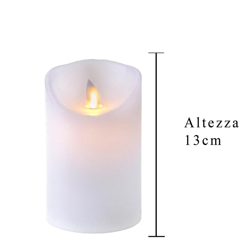 Set 3 Candele Cera Artificiale con Telecomando a Fiamma Mobile Altezza 13 cm Bianco