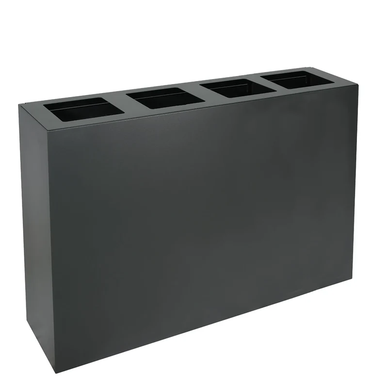 Pattumiera per Raccolta Differenziata 4 Scomparti Capacità 240 lt 120x30x80 cm in Acciaio Antracite