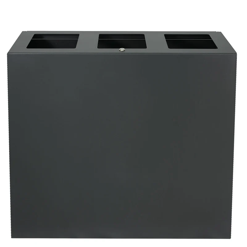 Pattumiera per Raccolta Differenziata 3 Scomparti Capacità 180 lt 90x30x80 cm in Acciaio Antracite