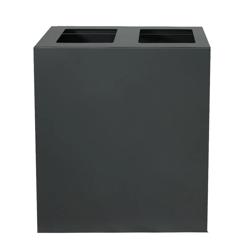 Pattumiera per Raccolta Differenziata 3 Scomparti Capacità 180 lt 90x30x80 cm in Acciaio Antracite