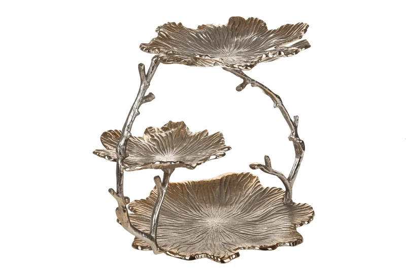 Alzata con Foglie a 3 Piani H 38 cm