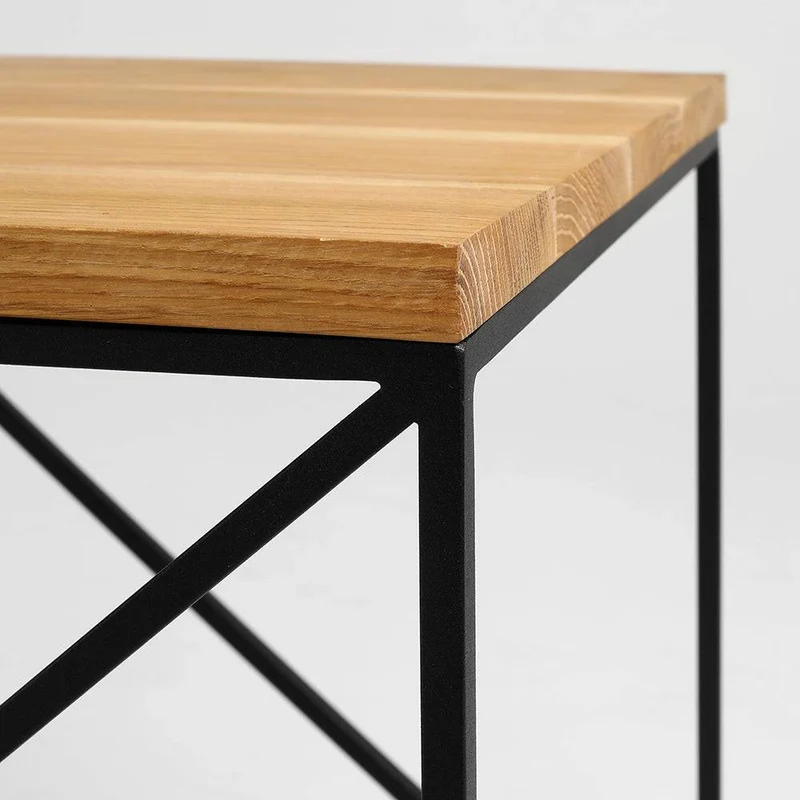 Tavolino MEMO legno 50, impiallacciatura quercia, nero