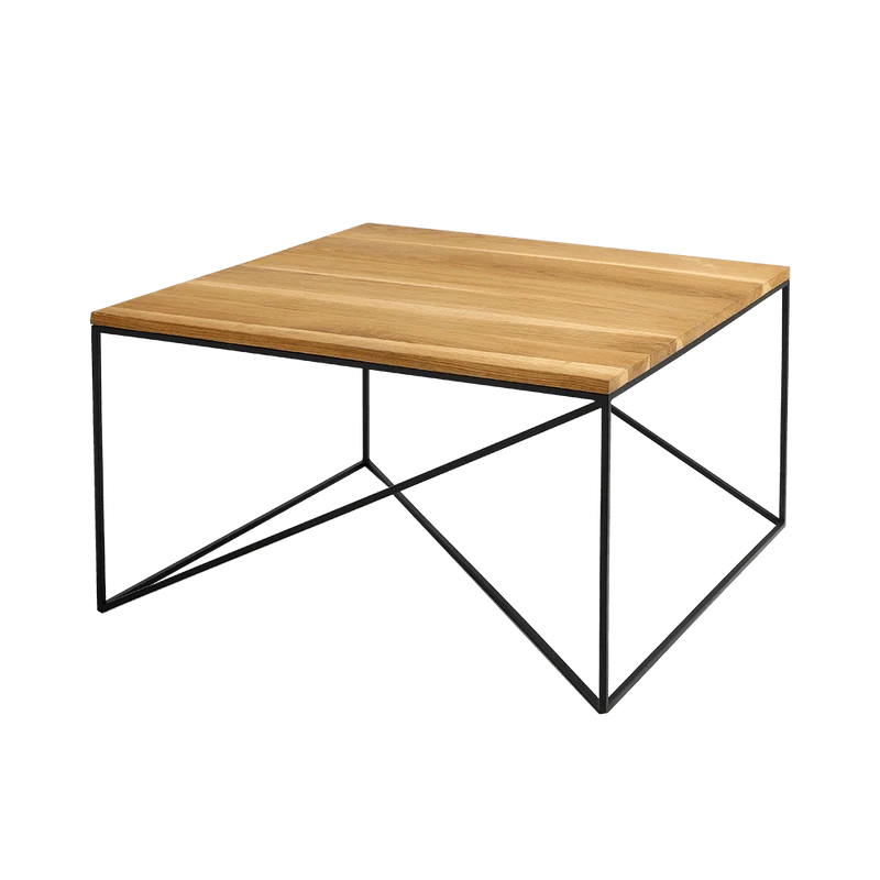 Tavolino MEMO WOOD 80, impiallacciatura rovere, nero