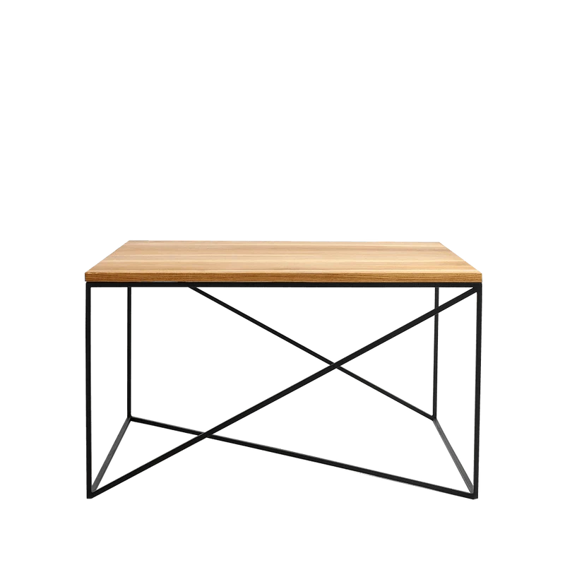 Tavolino MEMO WOOD 100x100, impiallacciatura rovere, nero