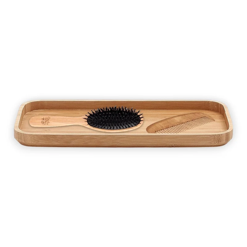 Vassoio porta oggetti 30x15 cm da appoggio da bagno in bamboo Linea Wood