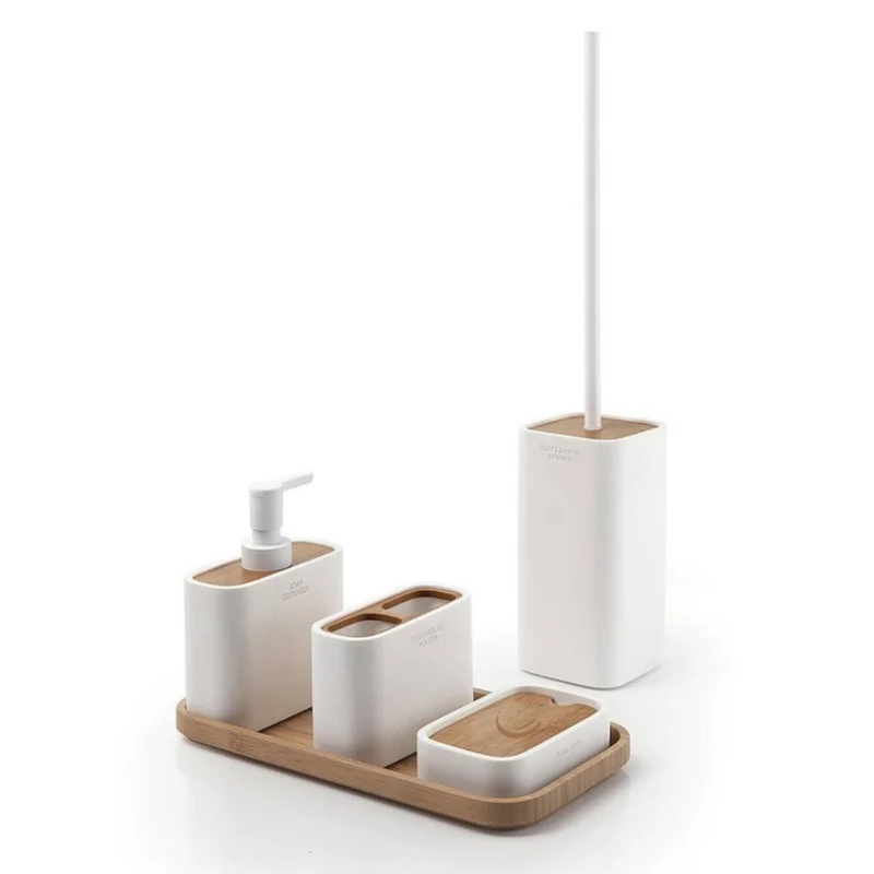 Vassoio porta oggetti 30x15 cm da appoggio da bagno in bamboo Linea Wood