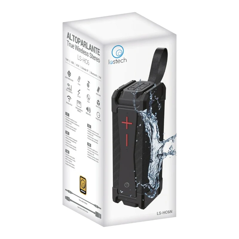 Altoparlante bluetooth portatile wireless 8w con ingresso aux scheda tf usb radio fm autonomia 6 ore ricarica rapida