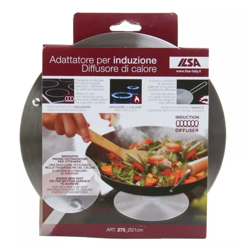 Adattatore universale per induzione diffusore di calore in acciaio inox manico estraibile lavabile lavastoviglie